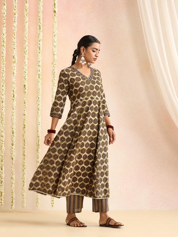 Women Ethnic Motifs Printed Pure Cotton Kurta & Trouser With Dupatta