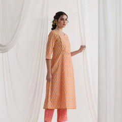 Khushal K Women Geometric Printed Pure Cotton A-Line Kurta set