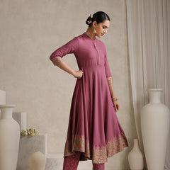 Pink printed Kurta with Palazzos with dupatta