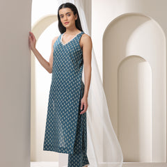 Women Ethnic Motifs Printed Regular Pure Cotton Kurta with Palazzos & With Dupatta