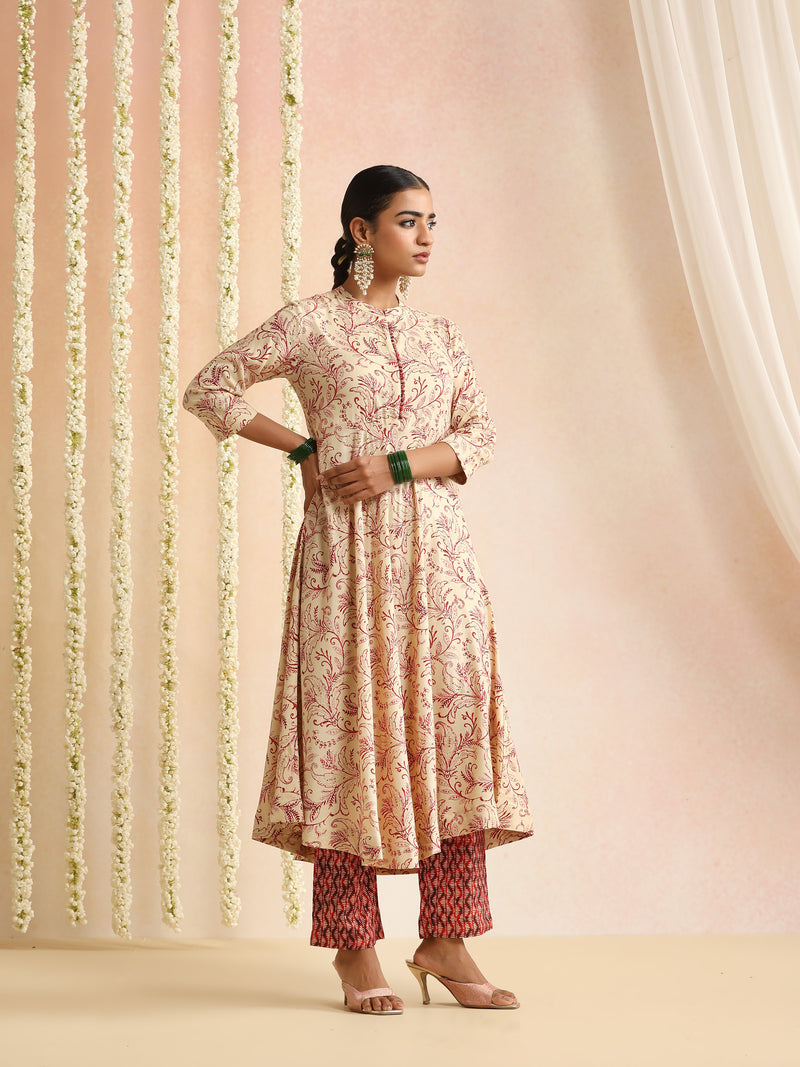 Women Floral Printed Regular Kurta With Trousers & Dupatta