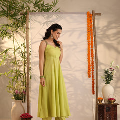 Khushal K Women Cotton Kurta and Palazzo With Dupatta Set - Green