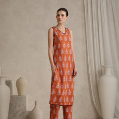 Floral Printed Pure Cotton Straight Kurta With Palazzo And Dupatta