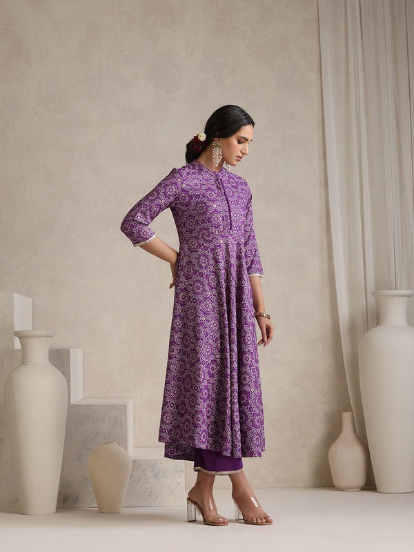 Khushal K Floral Printed Mandarin Collar Kurta set