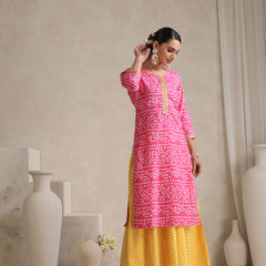 Khushal K  Printed Round Neck Pure Cotton Straight Kurta set