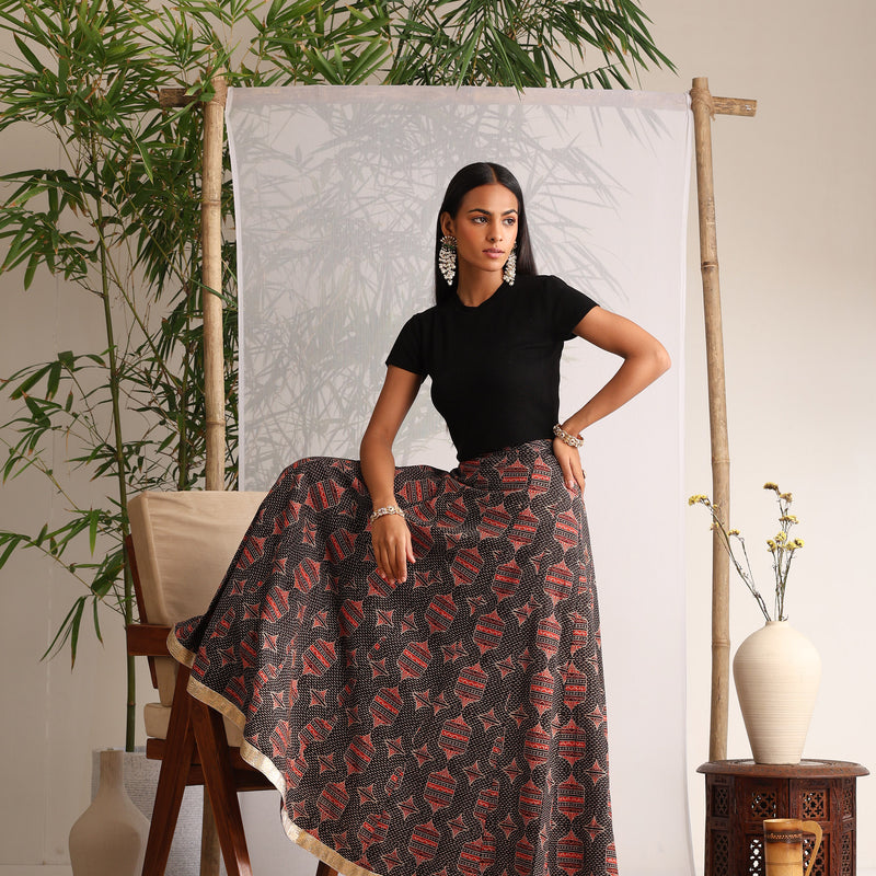 Women Cotton Printed Skirts - Black - Khushal K - Image 5