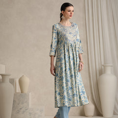 Khushal K Women Floral Printed Regular  Thread Work Kurta set