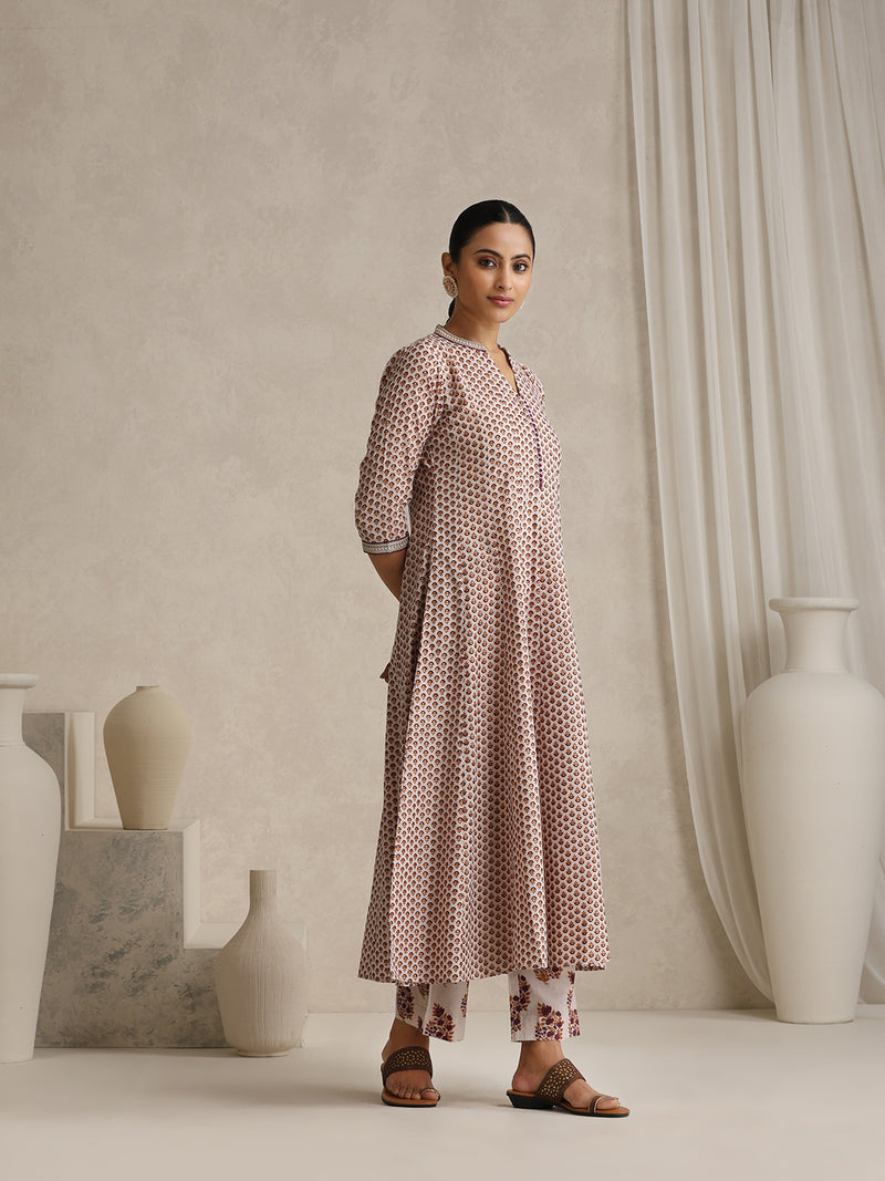 Khushal K Women Floral Printed Cotton A-Line Kurta set