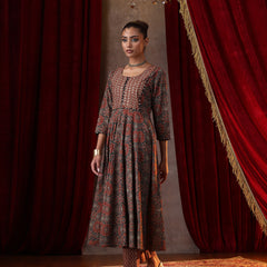 Khushal K Women Cotton kurta and palazzo with dupatta set - Rust