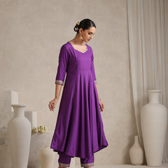 Khushal K Women Purple Anarkali Zari Kurta set