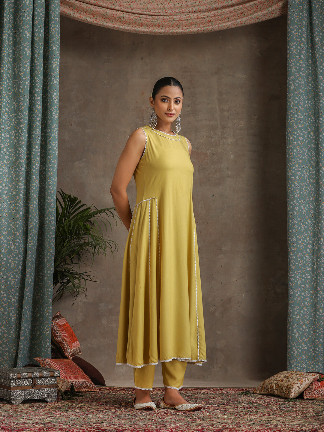 Anarkali Kurta With Palazzos And Dupatta