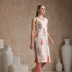 Floral Printed Pure Cotton Straight Kurta with Palazzos & With Dupatta