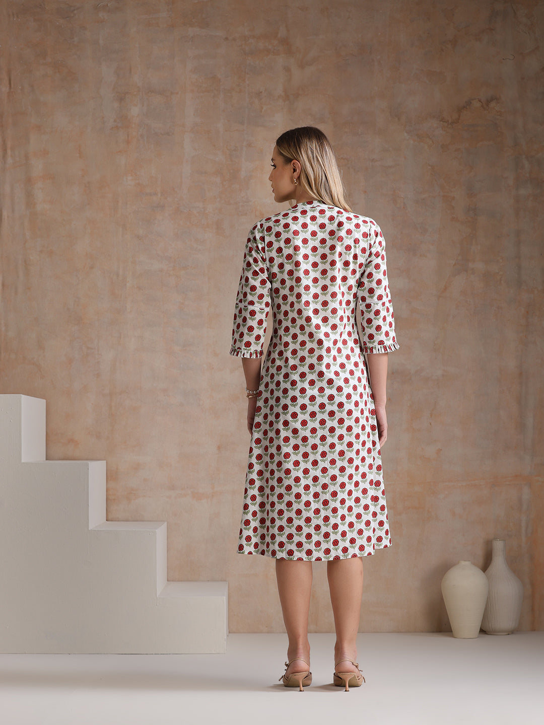 Khushal Women Polka Dot Print A-Line Midi Dress