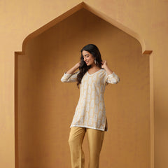 Paisley Printed Pure Cotton Straight Kurta With Palazzo And Dupatta