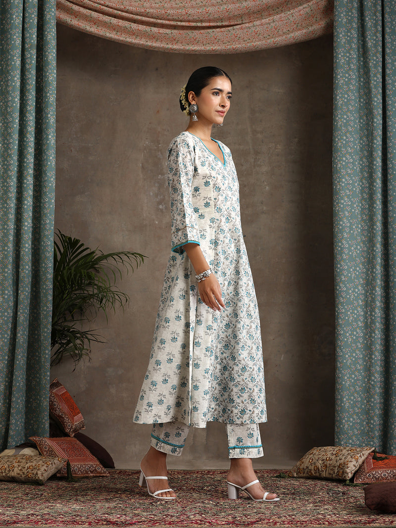 Khushal K Floral Printed A-Line Kurta set