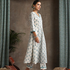 Khushal K Floral Printed A-Line Kurta set