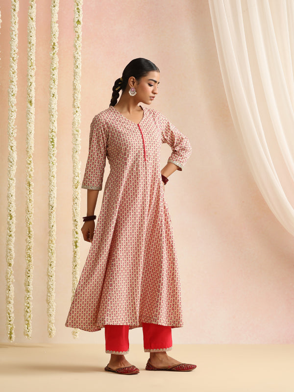 Women Ethnic Motifs Printed Pure Cotton Kurta & Trouser With Dupatta