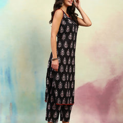 Ethnic Motifs Printed Regular Pure Cotton Straight Kurta with Palazzos & Dupatta