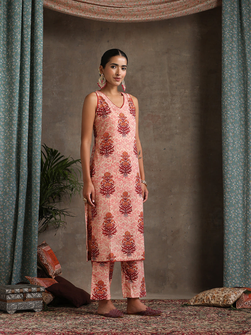 Women Ethnic Motifs Printed Regular Pure Cotton Kurta Palazzos & With Dupatta