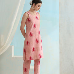 Floral Printed Pure Cotton Straight Kurta with Trousers & Dupatta