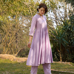 Khushal K Women Cotton Kurta and Palazzo With Dupatta Set - Lavender