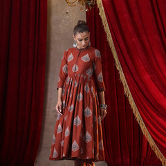 Khushal K Women Cotton kurta and palazzo with dupatta set - Rust