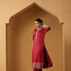 Khushal K Women Ethnic Motifs Embroidered Regular Kurta set
