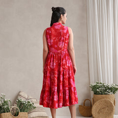 Women Floral Print A-Line Midi Dress