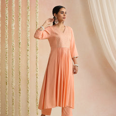 Women Ethnic Motifs Embroidered Empire Sequinned Kurta with Trousers & With Dupatta