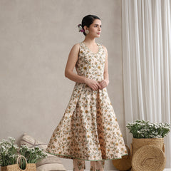 Women Cream-coloured printed Kurta with Palazzos with dupatta