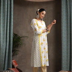 Floral Printed Pure Cotton Straight Kurta With Palazzos And Dupatta