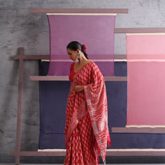 Women Hand Block Cotton Linen Printed saree