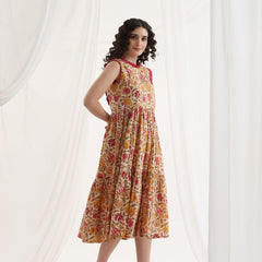 Women Floral Print Fit & Flare Midi Dress