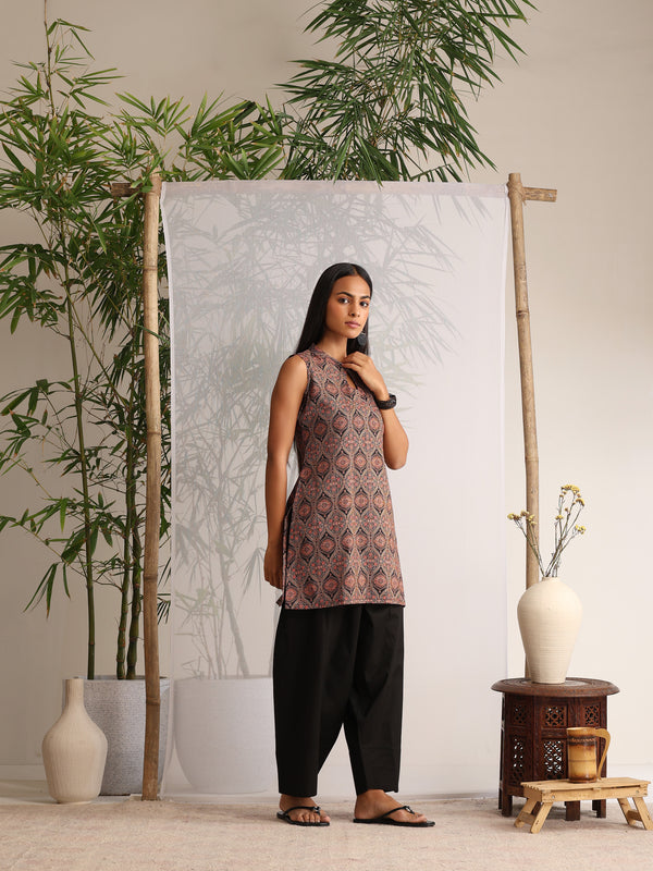 Khushal K Women Cotton kurti With Farshi Salwar - Black