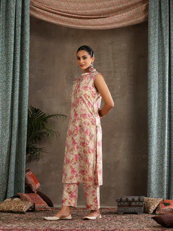 Women Floral Printed Regular Pure Cotton Kurta with Palazzos & With Dupatta