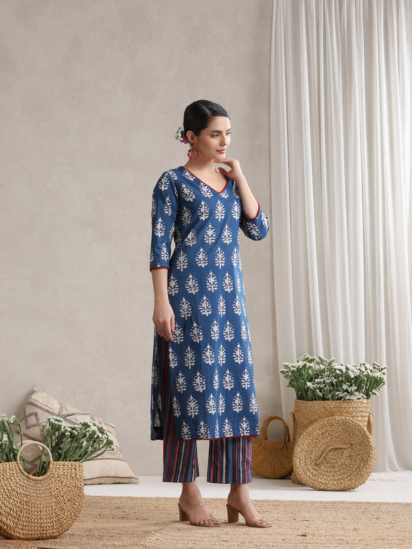 Women Floral Printed Regular Pure Cotton Kurta with Palazzos & With Dupatta