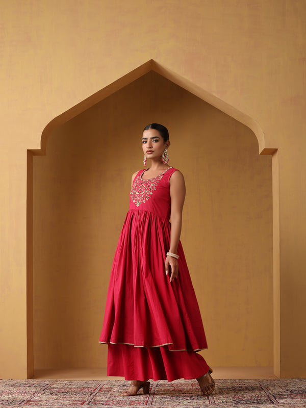 Khushal K Women Ethnic Motifs Embroidered Thread Work Kurta set