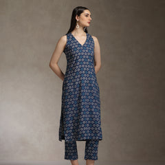 Khushal K Women Ethnic Motifs Printed V-Neck Pure Cotton Kurta set