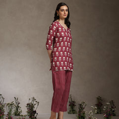 Floral Printed V-Neck Cotton Cord Set