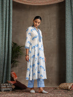 Floral Printed Pure Cotton A-Line Kurta With Palazzos And Dupatta