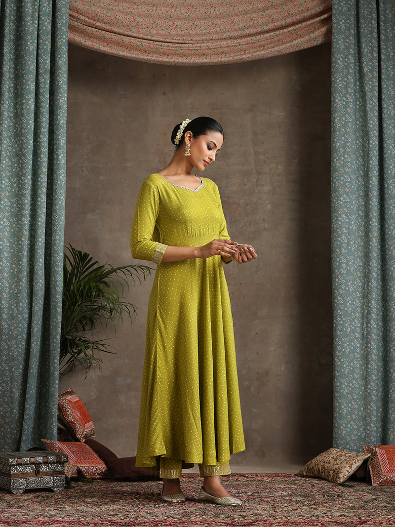 Sweet Heart Neck Anarkali Kurta with Palazzos & With Dupatta