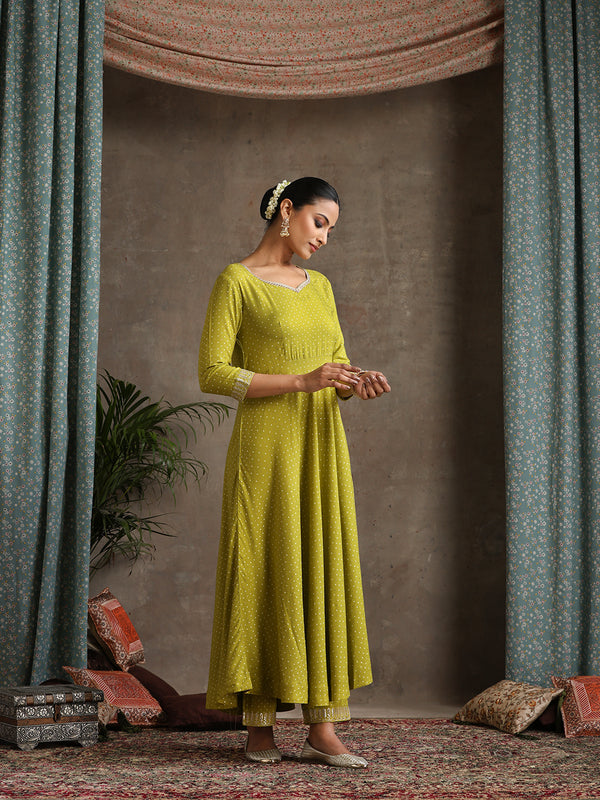 Sweet Heart Neck Anarkali Kurta with Palazzos & With Dupatta