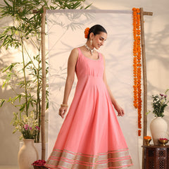 Khushal K Women Cotton Kurta and Palazzo With Dupatta Set - Pink
