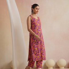 Khushal K Women Cotton Kurta Palazzo Dupatta Set - Pink