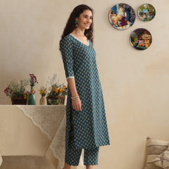 Khushal K Women Floral Printed Regular Pure Cotton Kurta & Palazzo With Dupatta