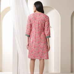 Tribal Printed Square Neck Fit & Flare Dress