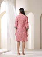 Tribal Printed Square Neck Fit & Flare Dress