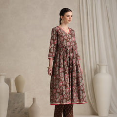 Khushal K Women Floral Printed Pure Cotton Anarkali Kurta set