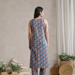 Floral Printed V-Neck Pure Cotton Kurta With Palazzos