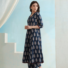 Khushal K Floral Printed V-Neck Pure Cotton Kurta set